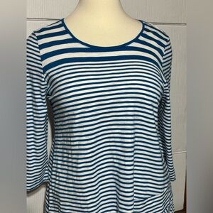 NWT Chico’s XXL WOMEN’S striped blue & white top 31” length 22” p2p
